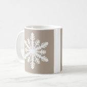 Mug Flocon de neige Ikat - Taupe tan et blanc (Devant gauche)