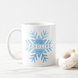 Mug Flocon de neige mignon personnalisé d'aquarelle