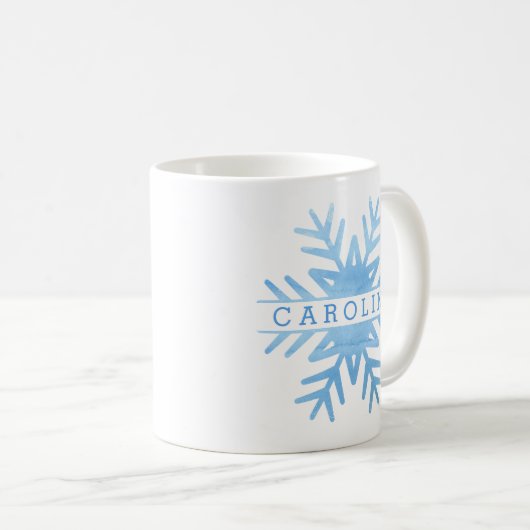 Mug Flocon de neige mignon personnalisé d'aquarelle (Devant droit)