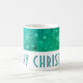 Mug Flocon de neige moderne Bleu Vert Joyeux Noël (Centre)