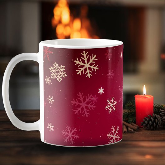Mug Flocon de neige moderne Motif rouge Noël