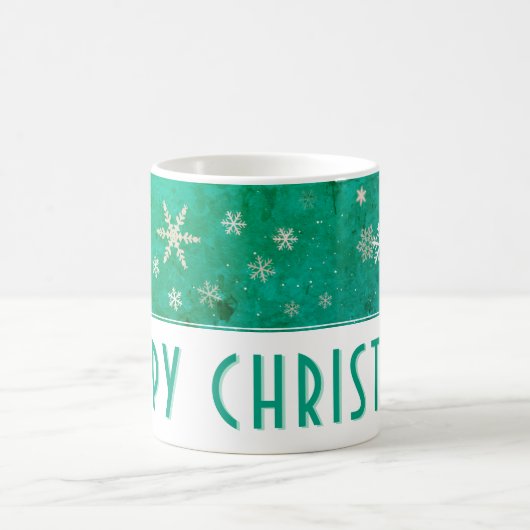 Mug Flocon de neige moderne Vert Joyeux Noël (Centre)
