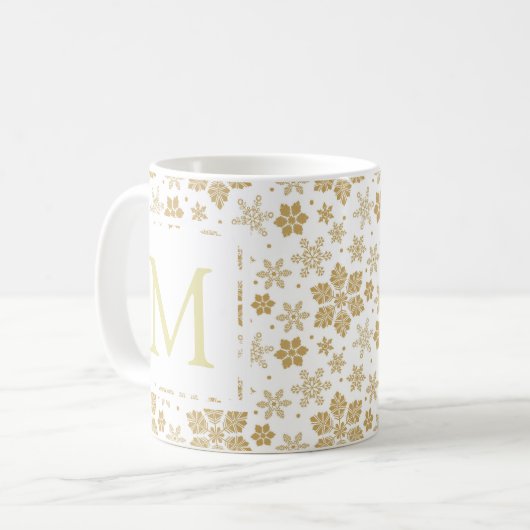 Mug Flocon de neige monogramme (Devant gauche)