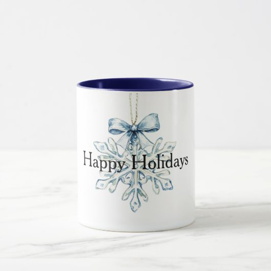 Mug Flocon de neige Noël à ruban bleu (Centre)