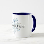 Mug Flocon de neige Noël à ruban bleu (Devant droit)