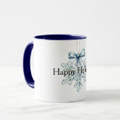 Mug Flocon de neige Noël à ruban bleu (Devant gauche)