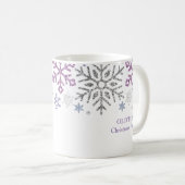 Mug Flocon de neige Noël violet argent (Devant droit)
