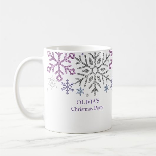Mug Flocon de neige Noël violet argent (Gauche)
