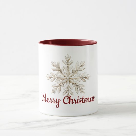 Mug Flocon de neige rouge crème Joyeux Noël (Centre)