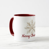 Mug Flocon de neige rouge crème Joyeux Noël (Devant gauche)