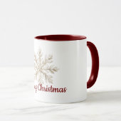 Mug Flocon de neige rouge crème Joyeux Noël (Devant droit)