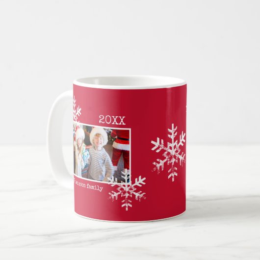 Mug Flocon de neige rustique Musique photo rouge (Devant gauche)