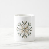 Mug Flocon de neige vert de Noël blanc rustique (Centre)