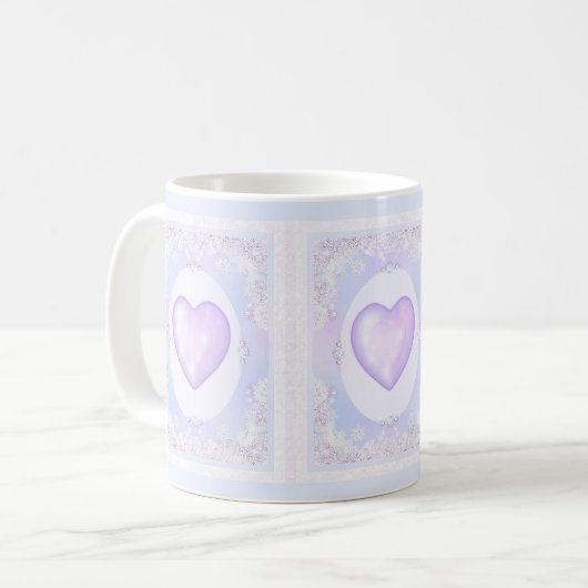 Mug flocon de neige violet clair et coeur étincelant (Devant gauche)