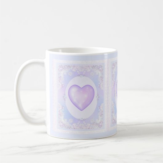 Mug flocon de neige violet clair et coeur étincelant (Gauche)