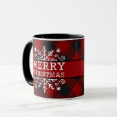 Mug Flocon de Noël Joyeux Noël à carreaux (Devant gauche)