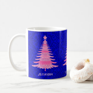 Mug Flocon de Noël rose étincelle personnalisée