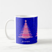 Mug Flocon de Noël rose étincelle personnalisée (Gauche)