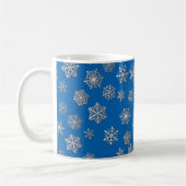Mug Flocons d'argent sur fond bleu de cobalt (Gauche)