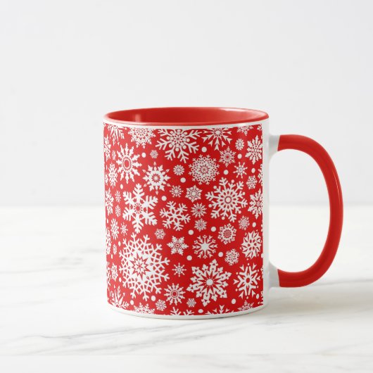 Mug Flocons de neige blancs sur le rouge (Droite)