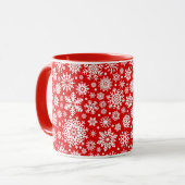 Mug Flocons de neige blancs sur le rouge (Devant gauche)