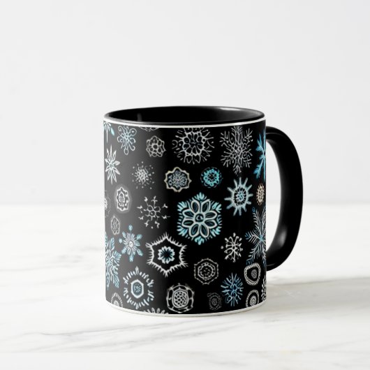Mug Flocons de neige bleus de Noël (Devant droit)