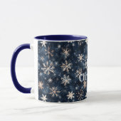 Mug Flocons de neige de Noël bleu crème (Gauche)