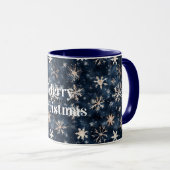 Mug Flocons de neige de Noël bleu crème (Devant droit)