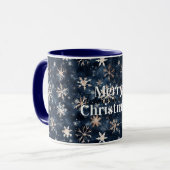 Mug Flocons de neige de Noël bleu crème (Devant gauche)