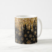 Mug Flocons de neige dorés Élégante décoration de Noël (Devant droit)