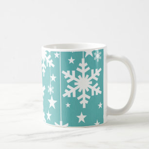 Mug Flocons de neige et étoiles tasse, Aqua