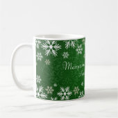 Mug Flocons de neige et mariage damassé vert (Gauche)