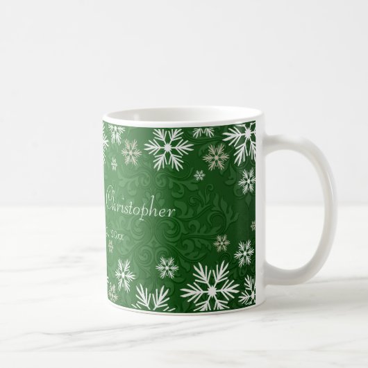 Mug Flocons de neige et mariage damassé vert (Droite)