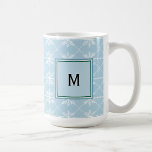 Mug Flocons de Neige Motif de Fêtes Monogramme Mignon