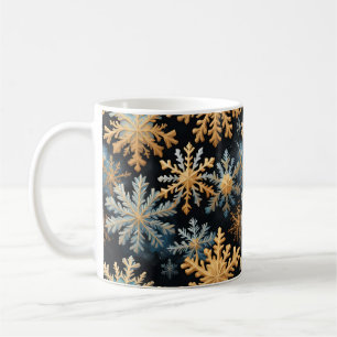 Mug Flocons de neige Noël Magique Noir Or Bleu