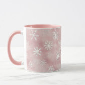 Mug Flocons de neige roses blancs de Noël (Gauche)