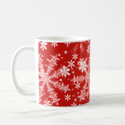 Mug Flocons de neige rouges et blancs (Gauche)