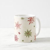 Mug Flocons de neige rouges verts (Devant droit)
