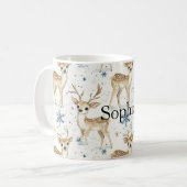 Mug Flocons de Noël Bleus Cerf Doux (Devant gauche)