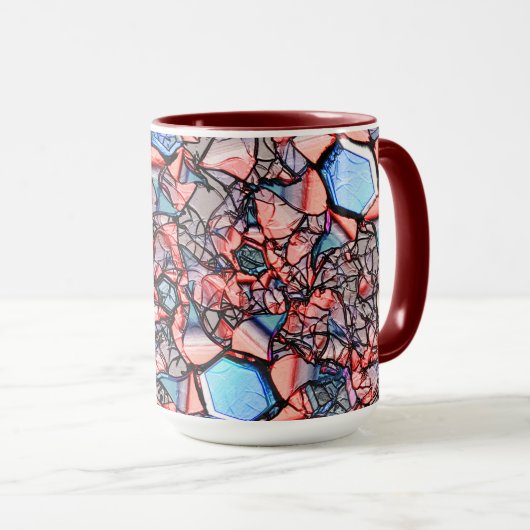 Mug Flor virtuel entalhada nas cores azul e salmão (Devant droit)