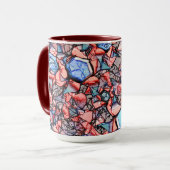 Mug Flor virtuel entalhada nas cores azul e salmão (Devant gauche)