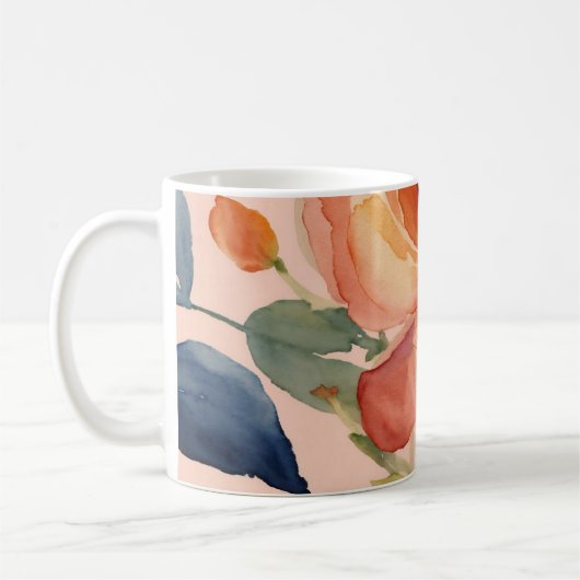 Mug Floraison de Citron Vivide : Fleurs Orange Multico (Gauche)