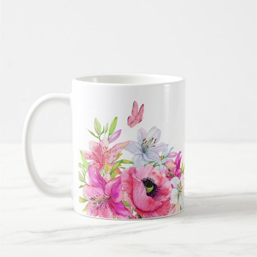 Mug Floraison rose artistique (Gauche)