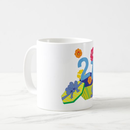Mug floral 21e anniversaire (Devant gauche)