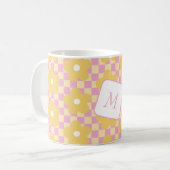 Mug Floral À damiers Jaune et bleu (Devant gauche)