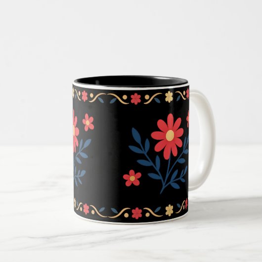 Mug floral à deux tons (Devant droit)
