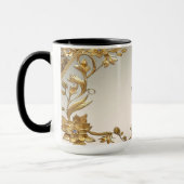 Mug Floral à Feuilles Ondulées Dorées (Gauche)