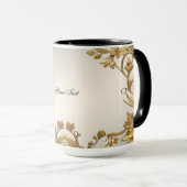 Mug Floral à Feuilles Ondulées Dorées (Devant droit)