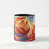 Mug Floral Abstract Art Orange Red Blue Flowers (Centre)