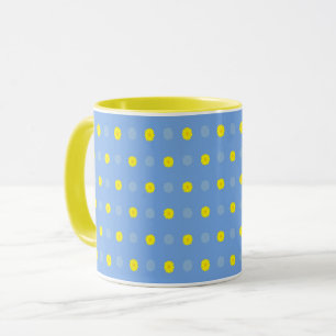 Mug Floral Abstrait de Gerberas Jaunes sur Bébé Bleu